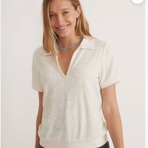 Marine Layer Terry polo ivory size S